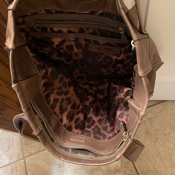 B. Makowsky Tan Grey Leather Tote EUC 15 X 11 - Picture 11 of 12